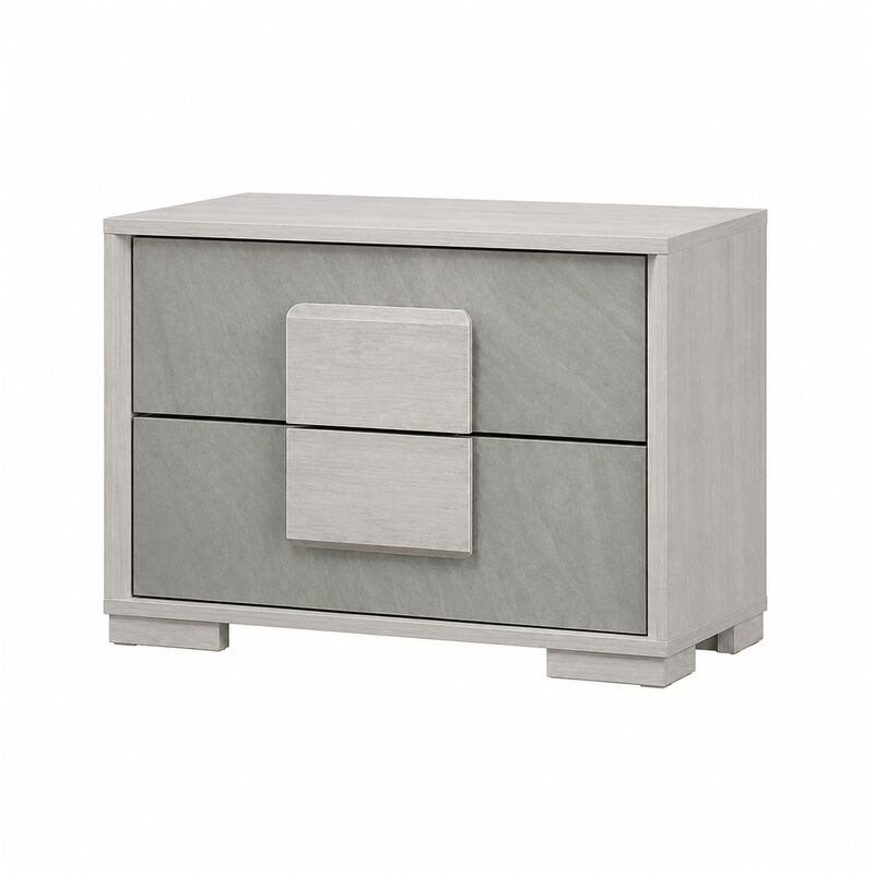 2pc King Bedroom Set, White Wash, Stone Gray, Nightstand image number 2