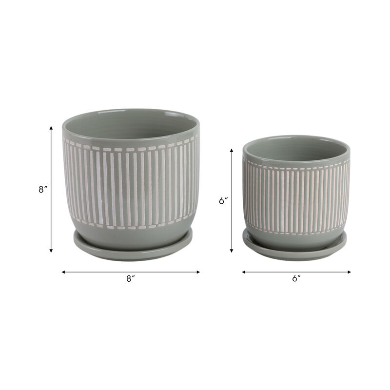 Planter with Saucer, Grey