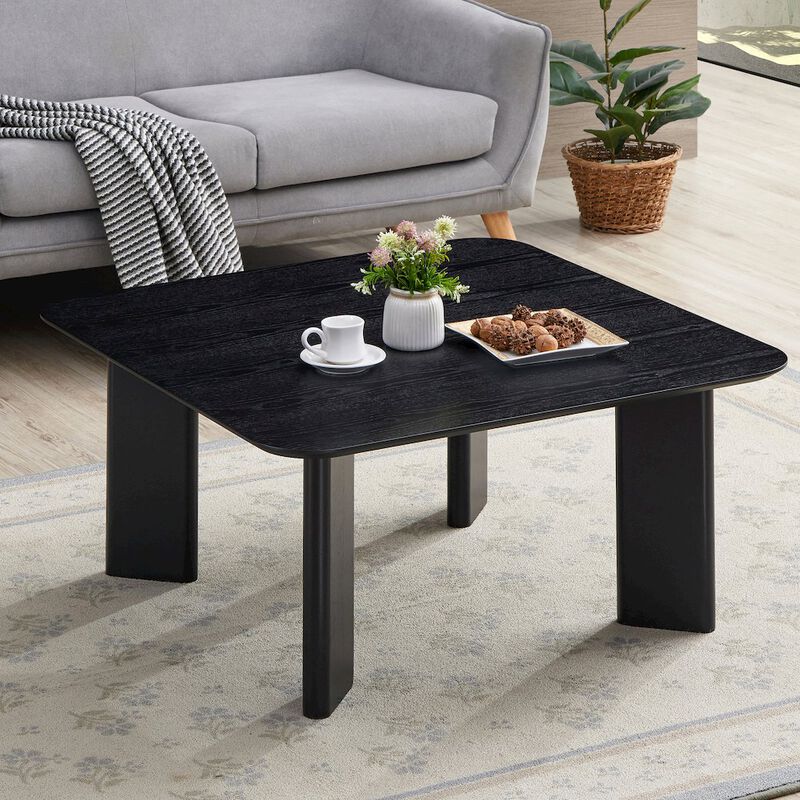 Omax Decor Joss Square Shape Modern Wood Coffee Table in Black Ash