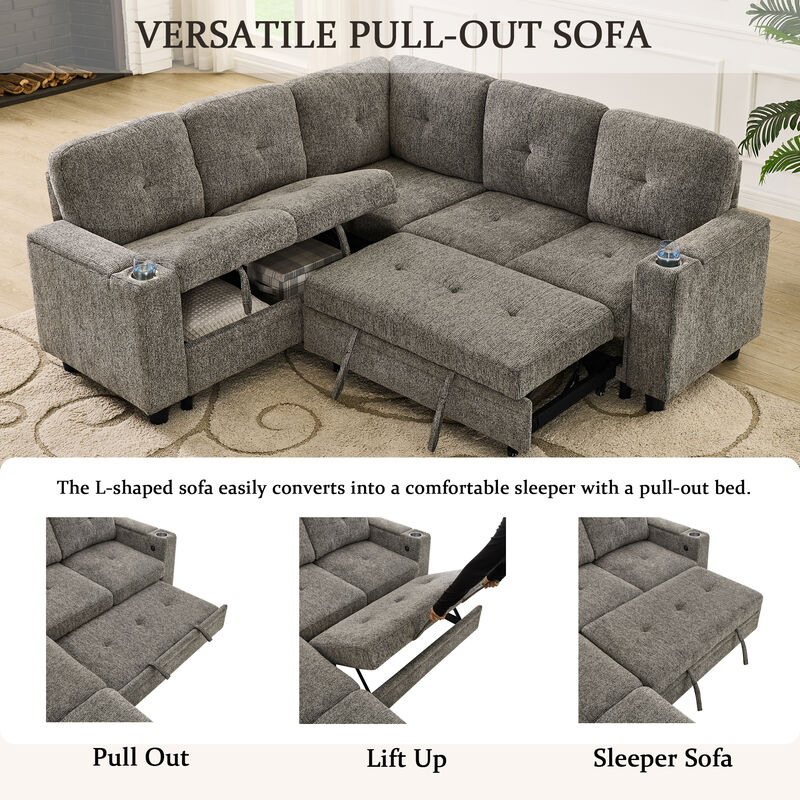 Foje L‑Shaped Convertible Sectional Sleeper Sofa image number 7