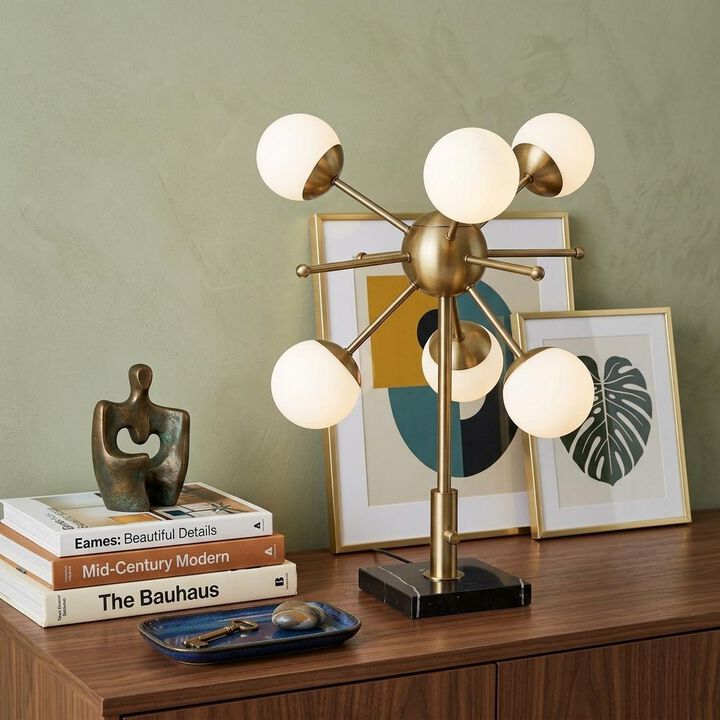 HomeRoots 23" Black Metal Six Light Standard Table Lamp