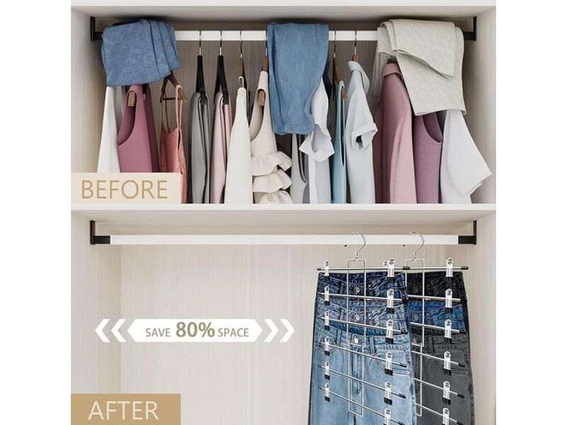 Pants Hangers With Clips,Space Saving Hanging Closet Organizer image number 1