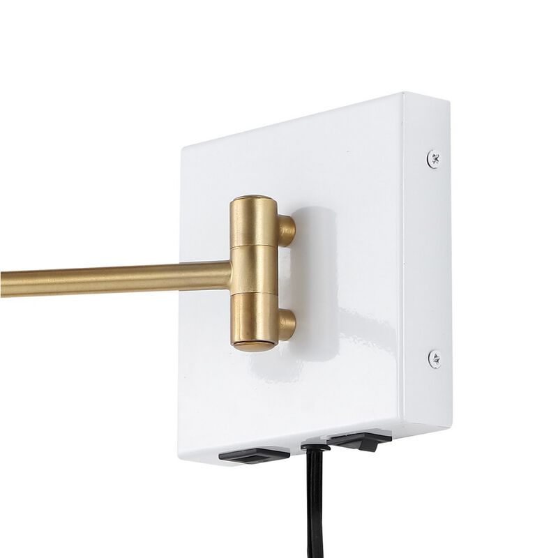 Hygge Swing Arm Modern Midcentury Iron USB Charging Port LED Sconce