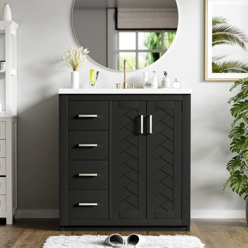 ELEMENT ACE Modern 30-Inch Bathroom Vanity with Ceramic Sink Combo and Storage Cabinet image number 4