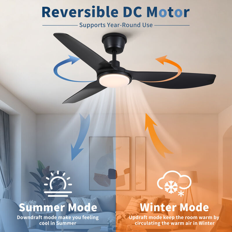 ELEMENT ACE 52 Inch Modern Outdoor Waterproof Ceiling Fan with Integrated Light and Ultra Quiet Energy Efficient Reversible DC Motor for Patio Garden Use image number 8
