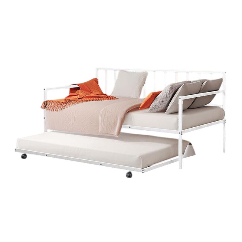 Ham Daybed with Pull Out Trundle, White Slatted Open Metal Frame image number 2
