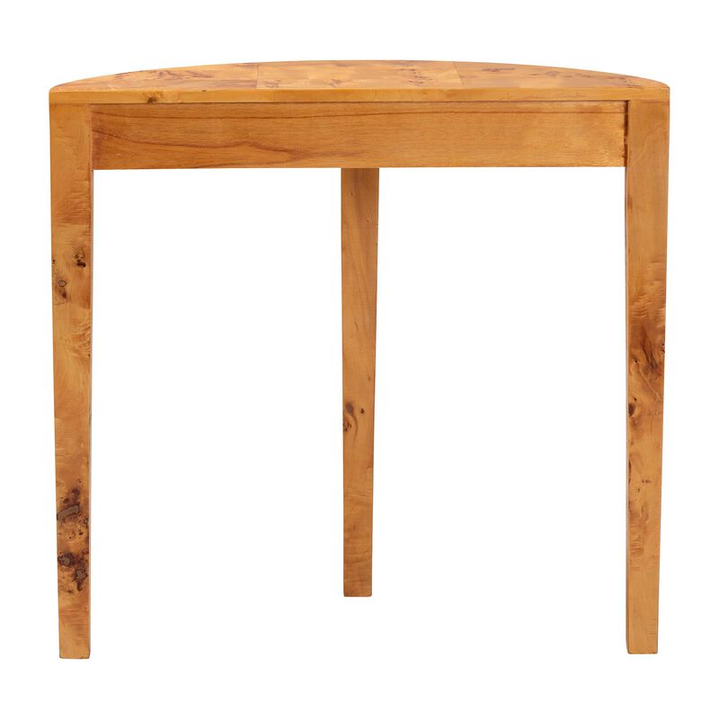 bali & pari Jihan Modern and Contemporary Natural Real Burl Wood Half Moon Console Table