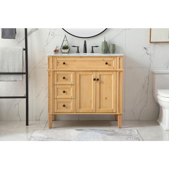 Elegant Kitchen and Bath 36 inch Single bathroom vanity in natural wood