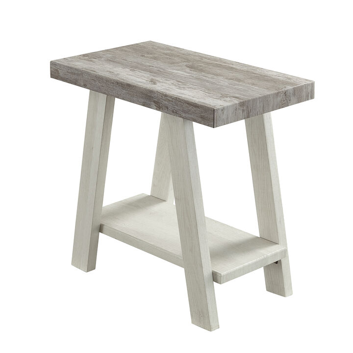 Streamdale Two-Tone Wood Shelf Side Table in Weathered Gray and Beige