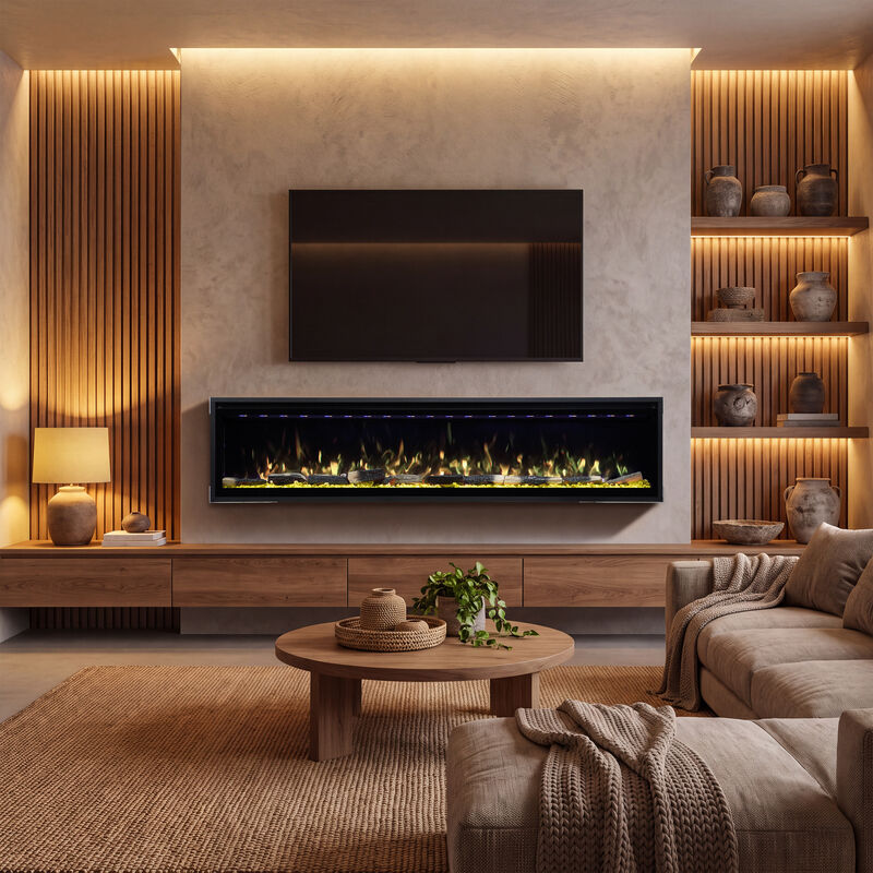 Mondawe 72" Smart Electric Fireplace with 13 Flame Colors, WiFi & Voice Control, LED Ember Bed & Remote image number 2