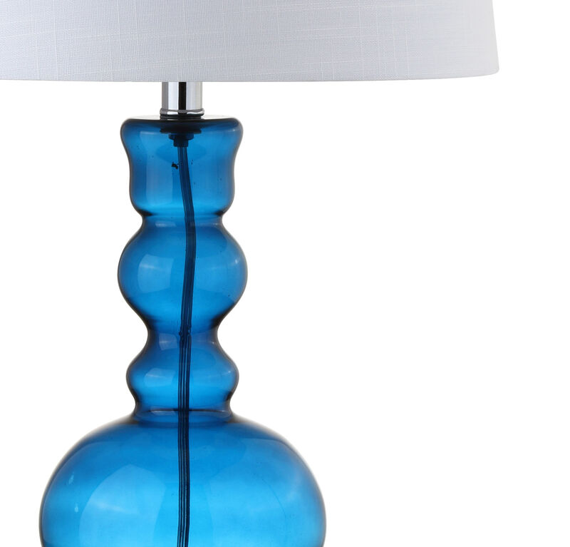 HomeRoots Set of Two 29" Blue Curved Body Glass Table Lamps With Drum Shades image number 4