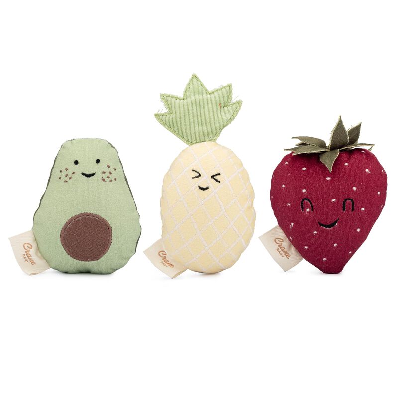 Clementine Fruits & Veggies Soft Plush Rattle Set (3 Pack) image number 0