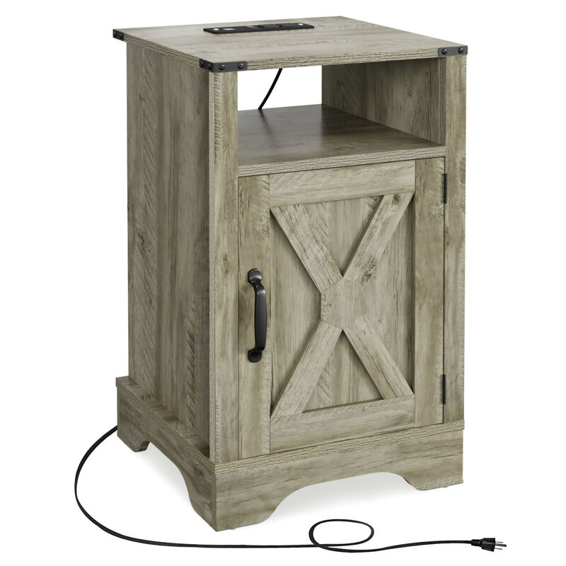 Streamdale Rustic Farmhouse End Table with Charging Station
