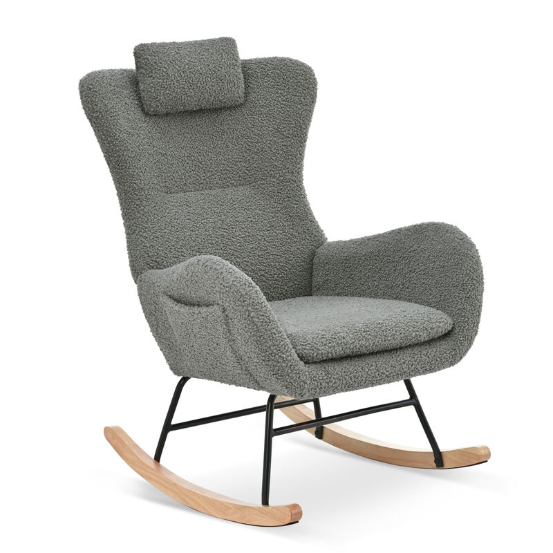 Rocking Chair - with rubber leg and cashmere fabric, suitable for living room and bedroom