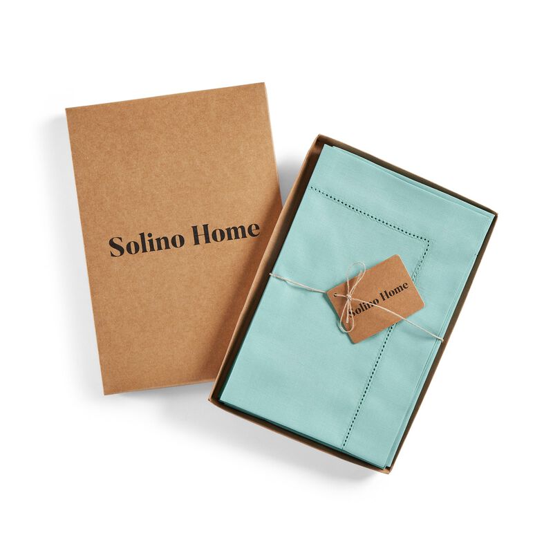 Solino Home Cotton Linen Hemstitch Dinner Napkins &ndash; Set of 6, 20 x 20 in, Machine Washable, Holiday and Everyday Dining