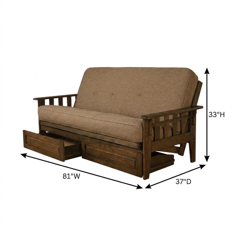 Tucson Frame-Rustic Walnut Finish-Linen Stone Mattress-Storage Drawers image number 5