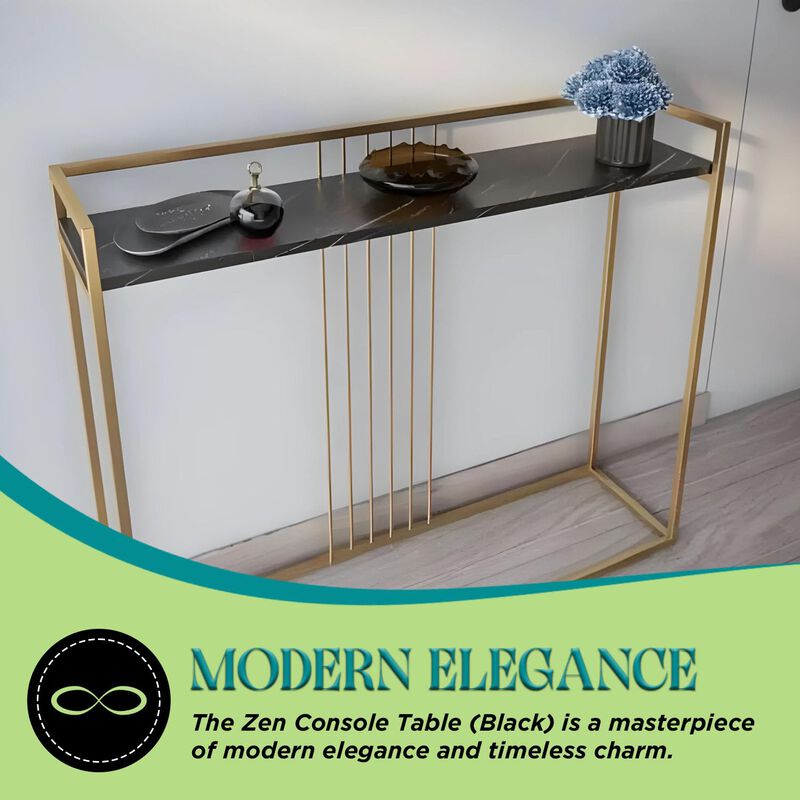 Kings Brand Furniture Modern Sofa Console Table with Faux Marble Storage Shelf & Gold Metal Frame for Hallway, Bedroom, Living Room, Foyer