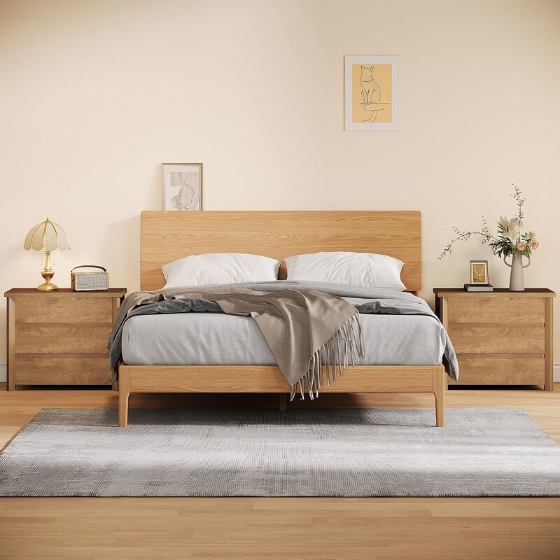 Tribesigns 31.5" Wide Nightstand, Farmhouse Bedside Table with 3 Storage Drawers image number 3