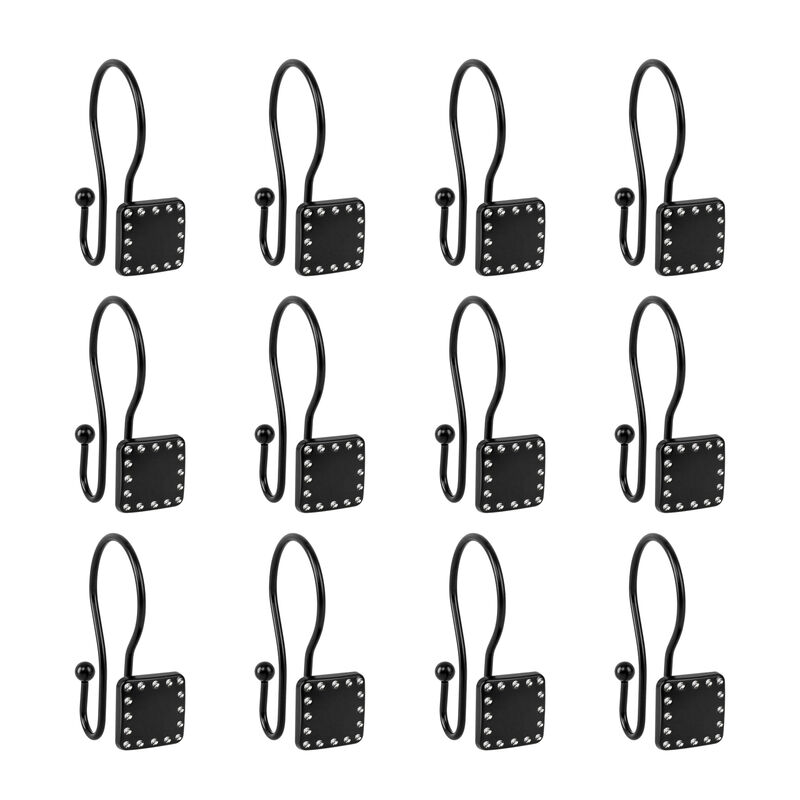 Metal Double Shower Curtain Hooks, Set of 12 image number 4