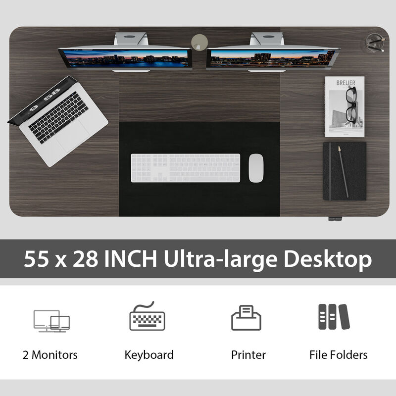 55 Inch Electric Height Adjustable Office Desk with Hook