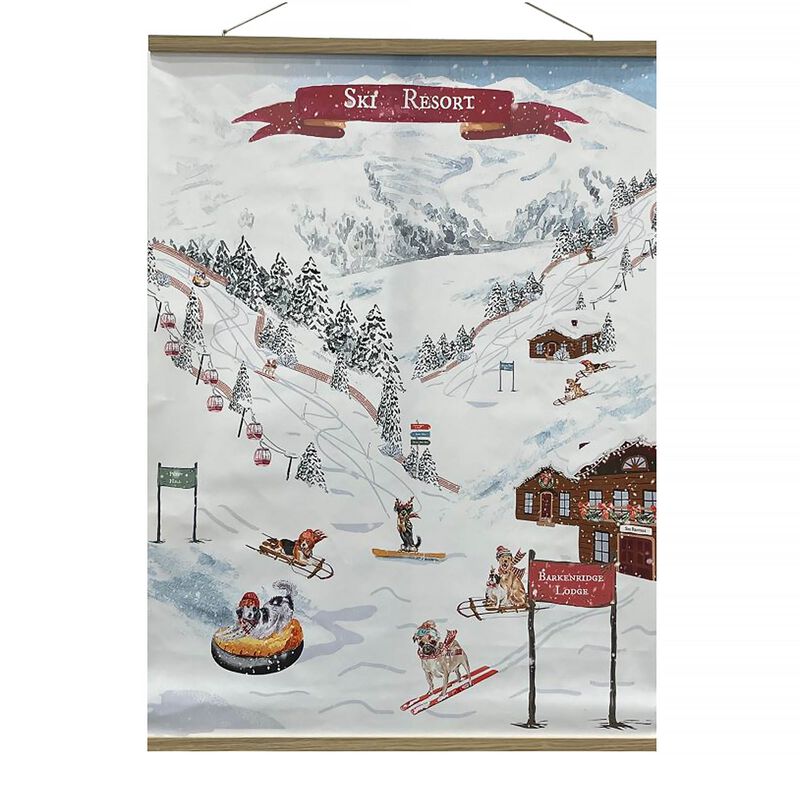 Winter Dogs Ski Resort Banner for Holiday Wall, Entryway, or Kids&rsquo; Room Decor
