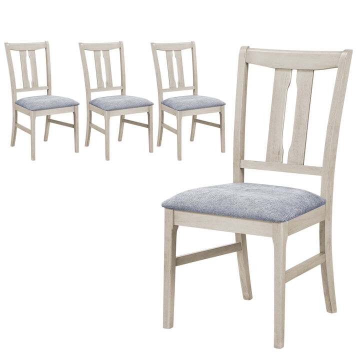Set of 4 Modern Wooden Dining Chairs with Sherpa Upholstered Seats