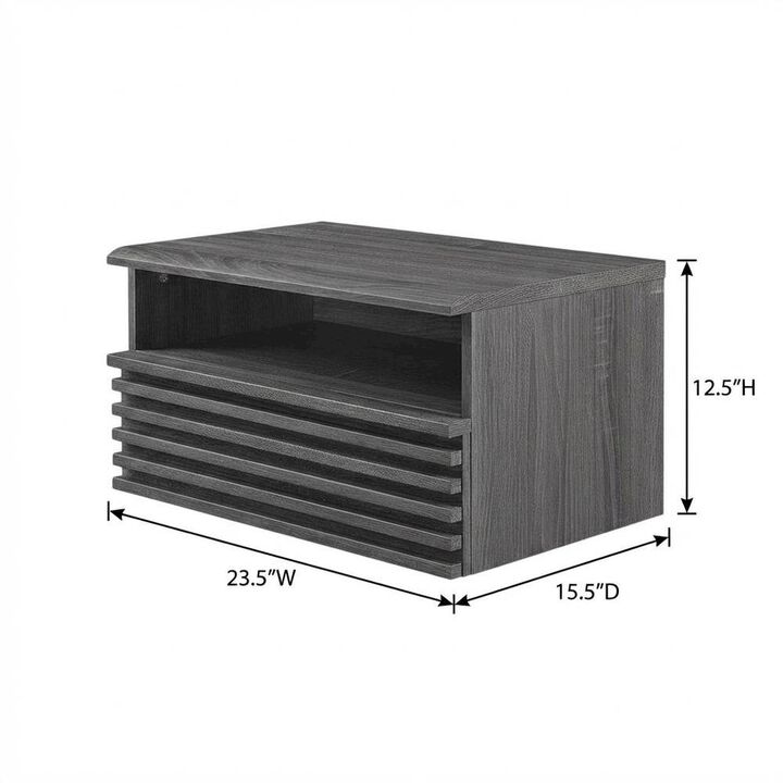Wall-Mount Nightstand in Brown Finish with Modern Design