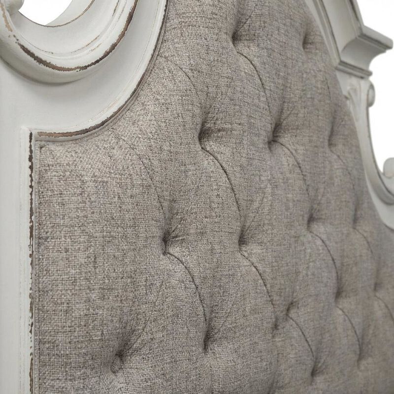Liberty Furniture Antique White & Weathered Bark Upholstered Panel Headboard Solid Wood image number 3