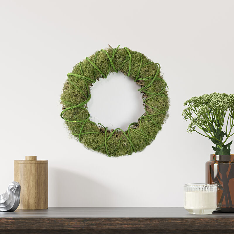 15" Moss and Vine Artificial Spring Twig Wreath - Unlit
