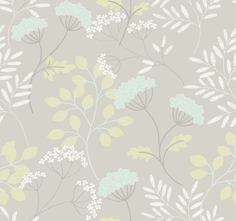 Sorrel Light Grey Botanical Wallpaper