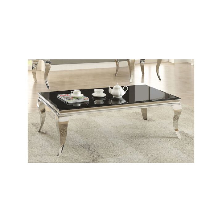 Coaster Carone Rectangular Glass Top Coffee Table Black and Chrome