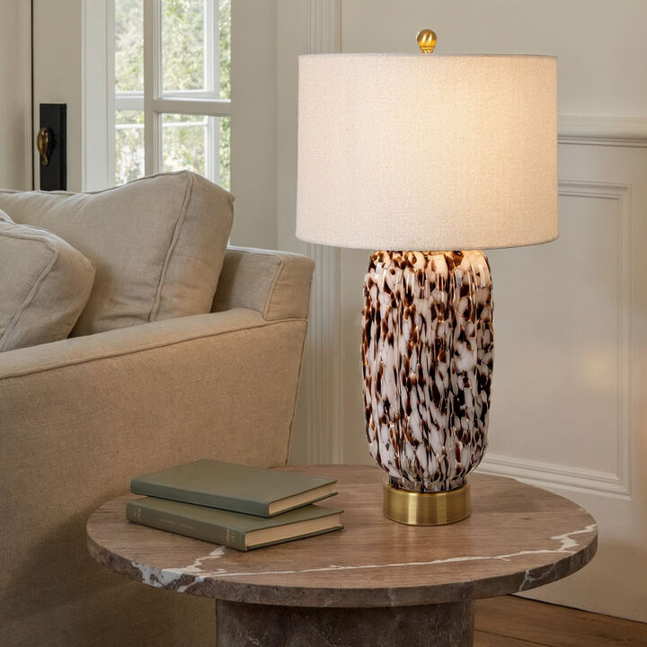 Art Glass Table Lamp with Gold Base