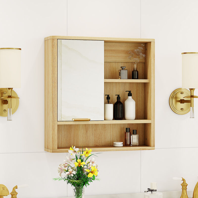 ELEMENT ACE Wall Mounted Bathroom Mirror Cabinet with Open Shelves Waterproof Medicine Cabinet Space Saving Vanity Organizer for Home & Bathroom Use image number 8