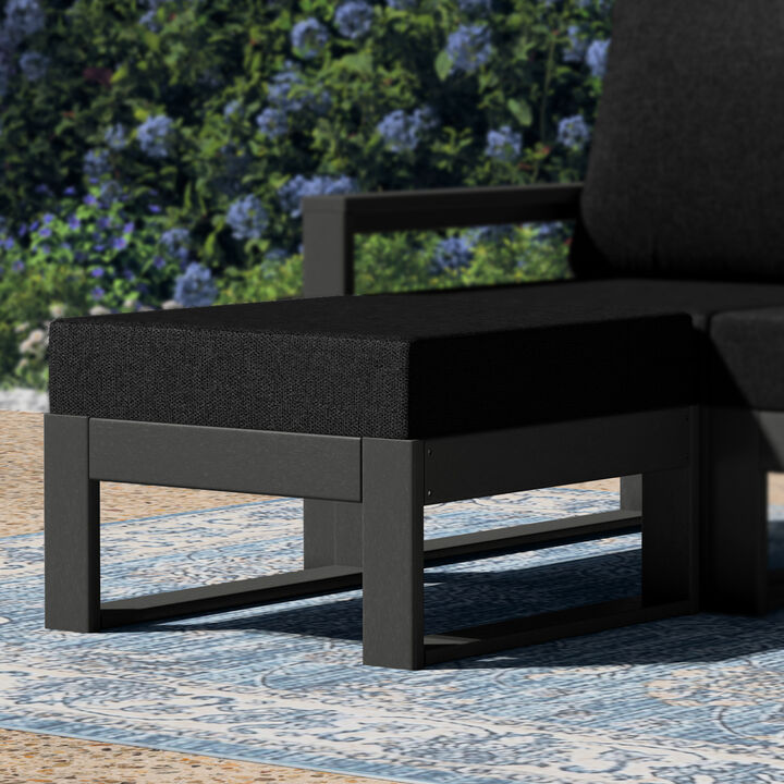 WestinTrends Outdoor HDPE Patio Ottoman with Waterproof Olefin Cushions