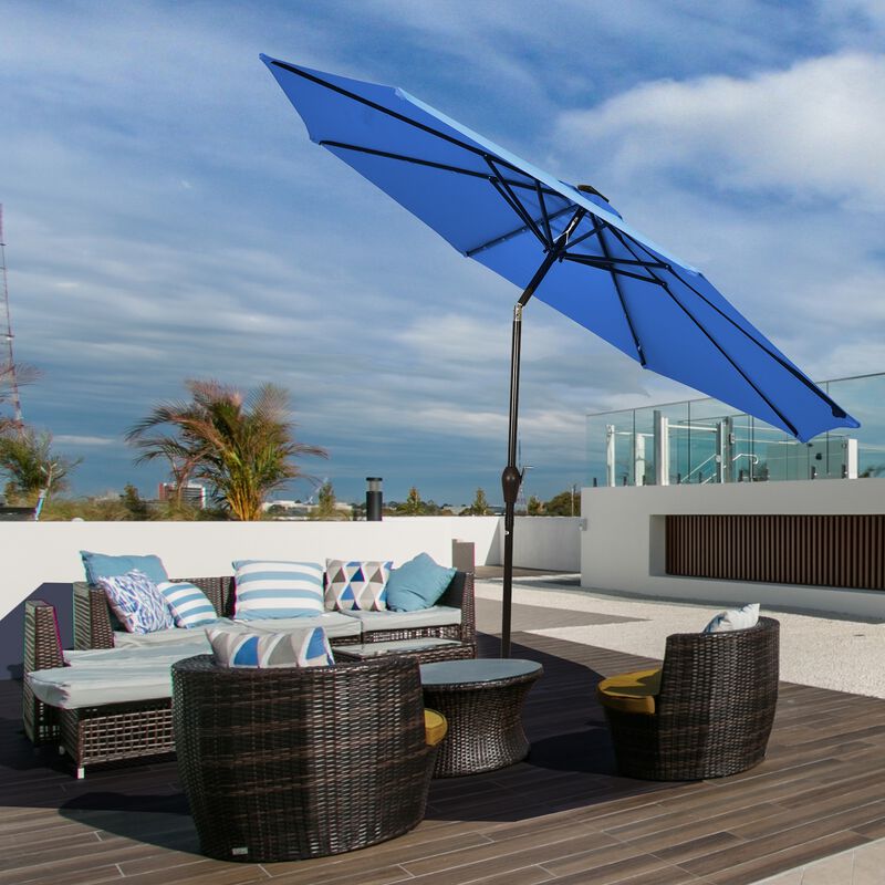 Solar Light Patio Umbrella &ndash; Outdoor Sun Shade with LED Illumination