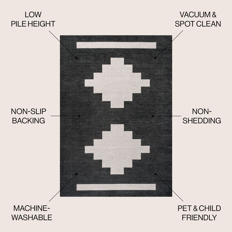 Adriel Geometric Tribal Medallion Machine Washable Area Rug image number 2