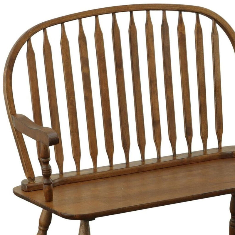 HomeRoots 44" Wood Windsor Spindle Back Bench image number 4