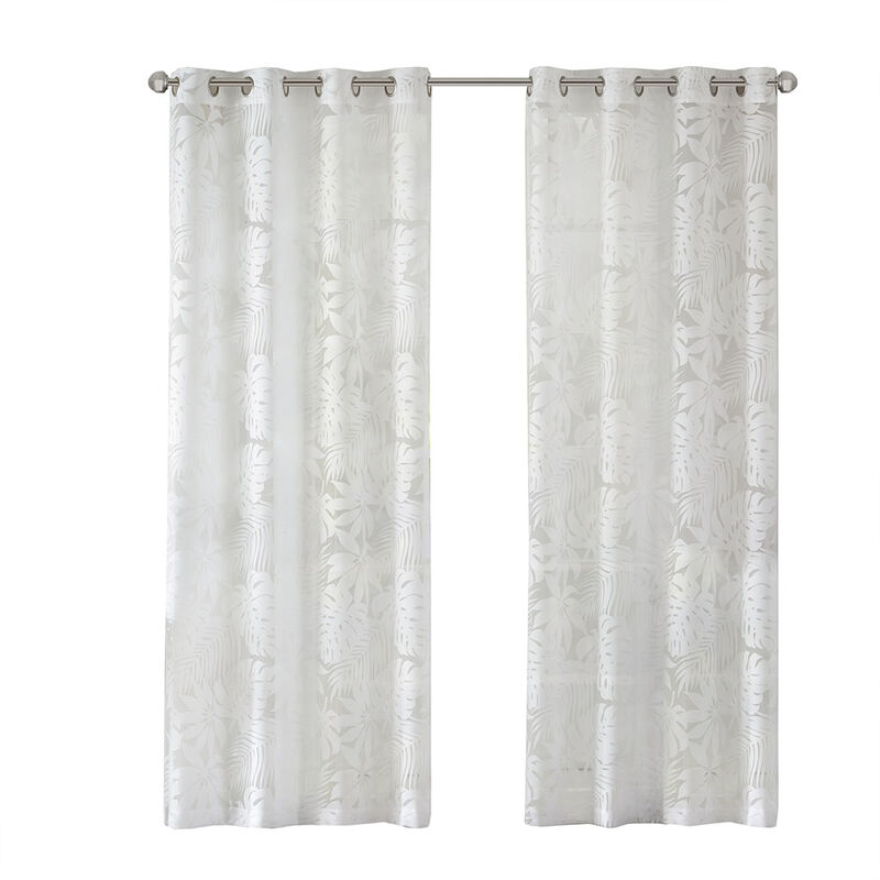 Gracie Mills Zephyr Costal Lightweight Burnout Sheer Window Curtain