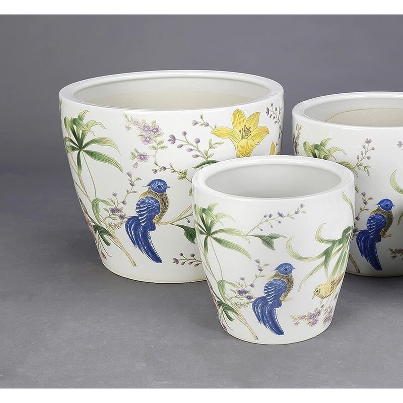 Aa Importing Birds And Flowers Set Of 4 Planters image number 1
