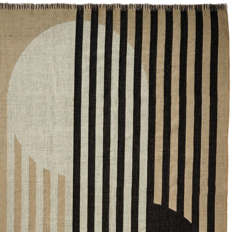 HomeRoots 50" X 74" Black and Tan Woven Mod Acrylic Throw Blanket image number 3