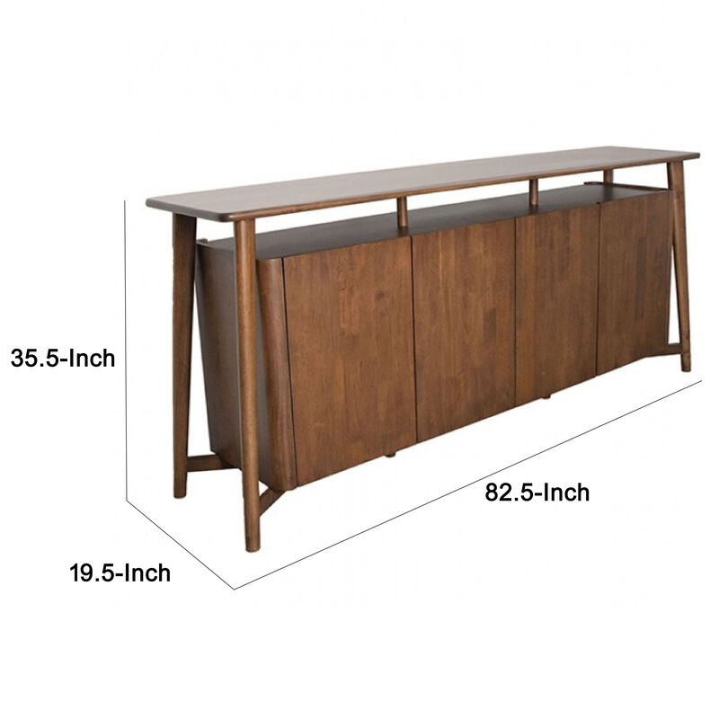 Viki Sideboard Buffet Console, Drawers and 4 Doors, Brown Wood 83 Inch - Benzara
