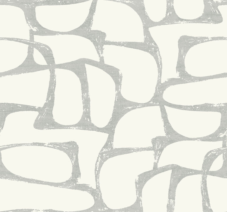 Craftsman Geometric White & Silver Wallpaper