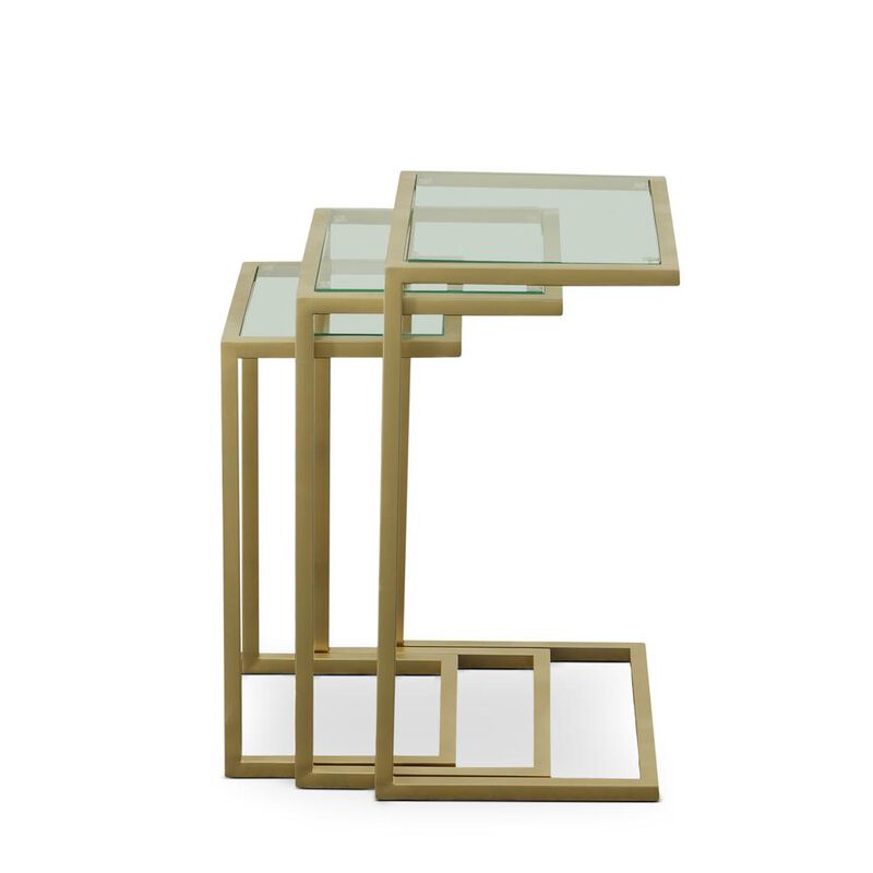 Carolina Living Addison Nesting Table Set - Glass Top - Gold Base