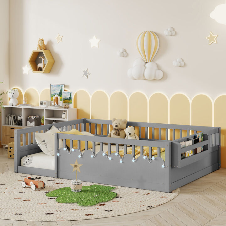 Vimnus Wooden Montessori Kids Toddler Floor Bed