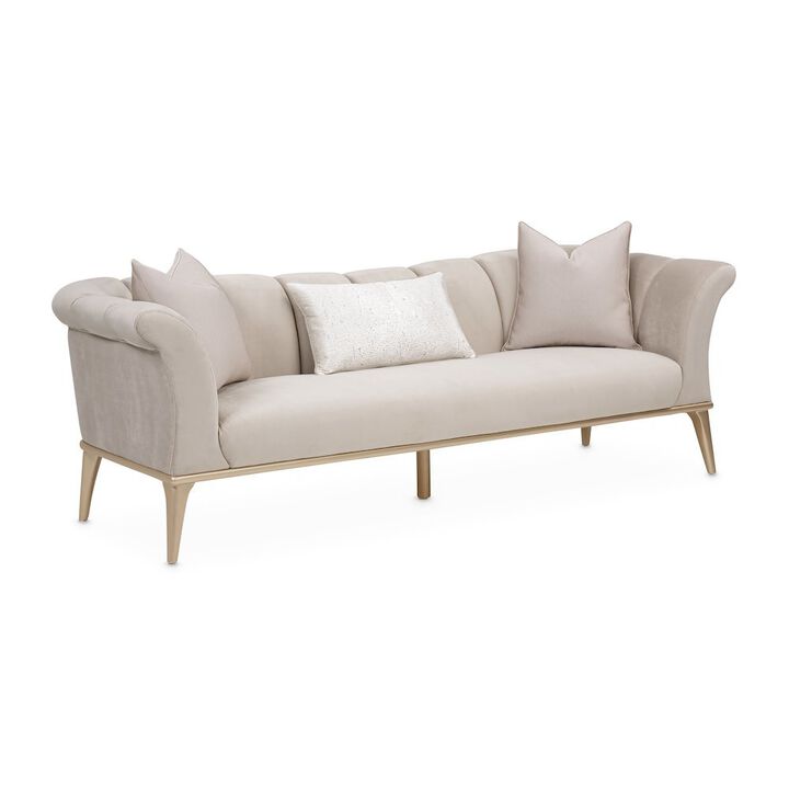 Starlight Canyon Home Beige Velvet Sofa for Living Room &ndash; Elegant 3 Seater 100 Inch Couch