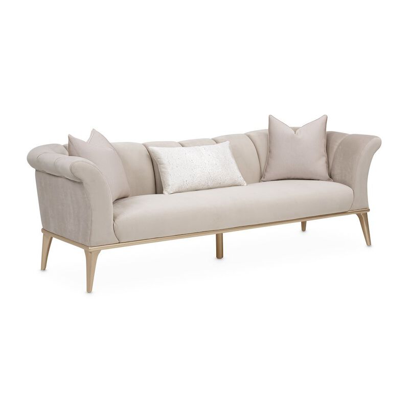 Starlight Canyon Home Beige Velvet Sofa for Living Room &ndash; Elegant 3 Seater 100 Inch Couch image number 1