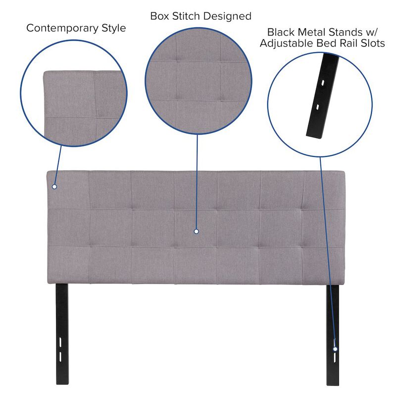 Flash Furniture Tufted Upholstered Full Size Headboard in Light Gray Fabric image number 1
