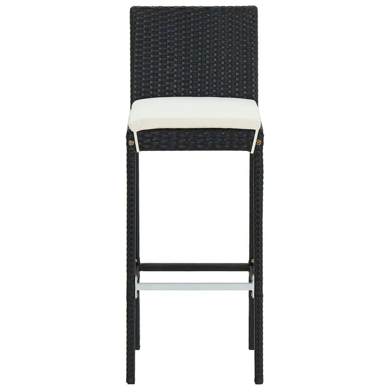 Bar Stool Set of 6 Black PE Rattan Counter Height Footrest