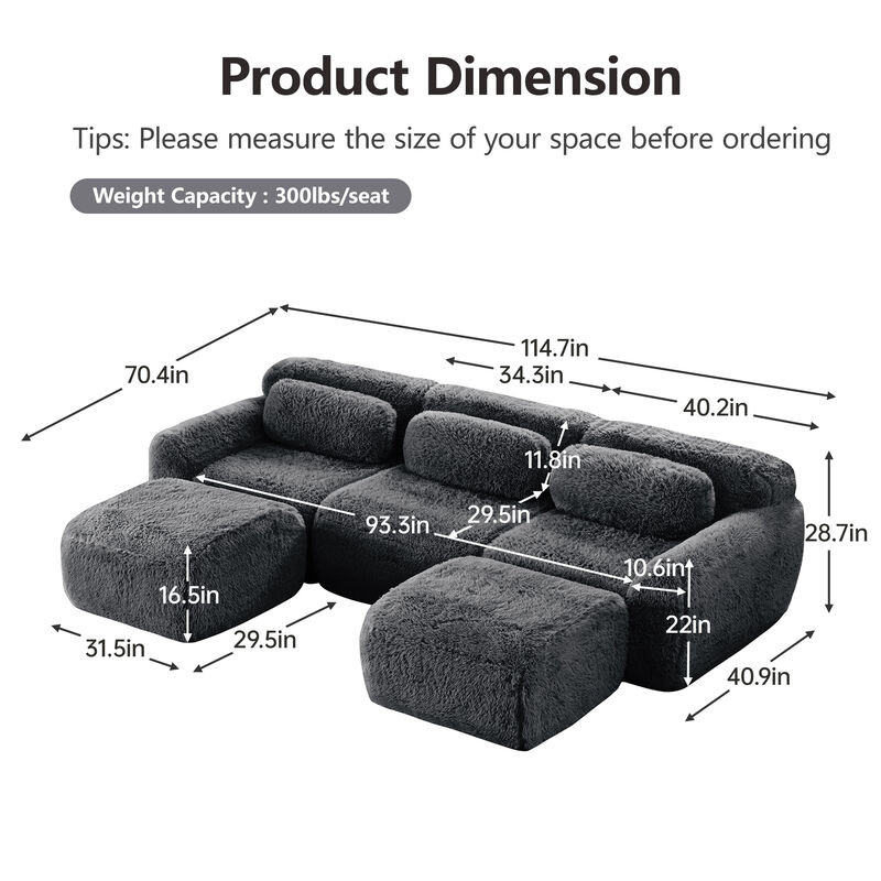 Ciltur U-shaped Boneless Sectional Sofa image number 9