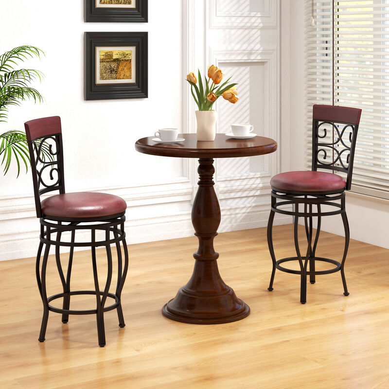 Set of 2 Bar Stools with Backrest and Footrest –  Tall Kitchen or Bar Chairs